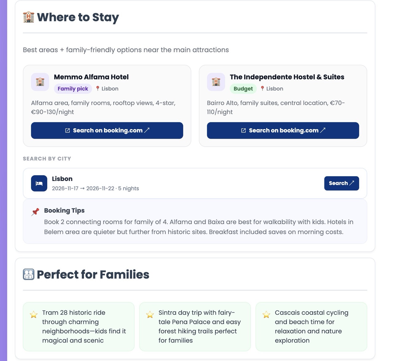 Famila where to stay recommendations